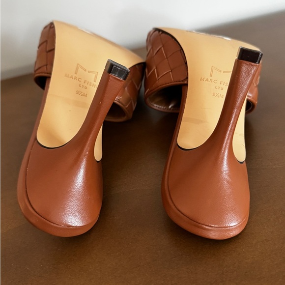 Marc Fisher Dara Caramel Brown Woven Leather Mule Heels - Picture 6 of 7